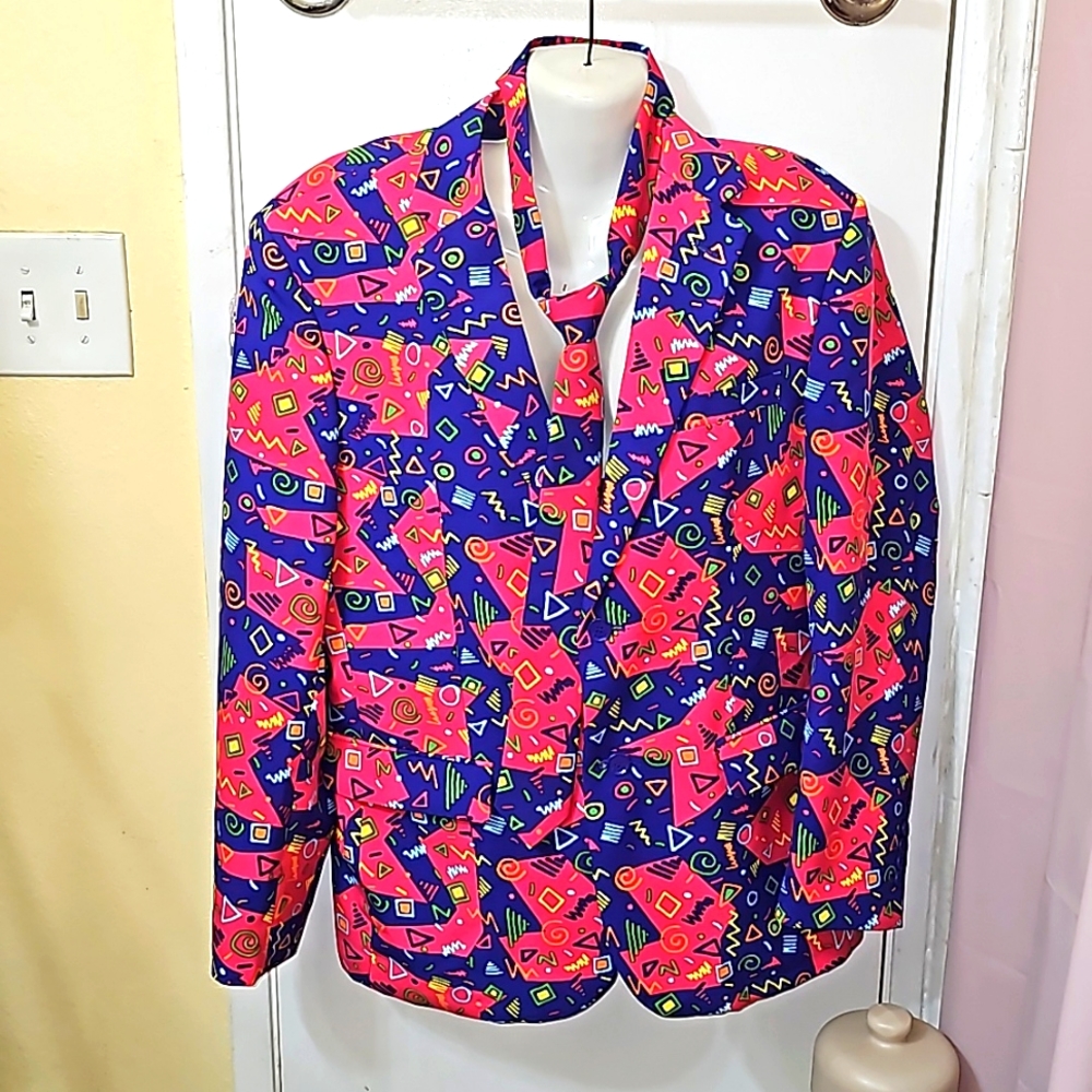 Opposuits mens us 46 multicolored Geometric print 3 piece suit set